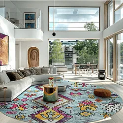 Rond vloerkleed - Misare (blauw/multi)