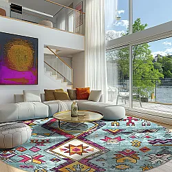 Rond vloerkleed - Misare (blauw/multi)