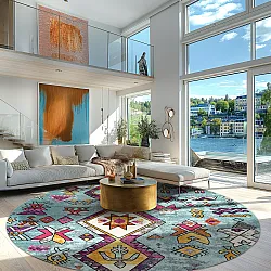 Rond vloerkleed - Misare (blauw/multi)