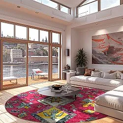 Rond vloerkleed - Misare (roze/multi)