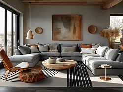 Wilton - Moudania (beige/zwart/oranje)