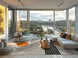 Wilton - Moudania (beige/zwart/oranje)