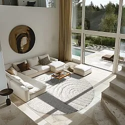 Ronde vloerkleden - Navarra Natural Cotton Shaggy (wit)