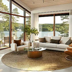 Rond vloerkleed - Oristano (bruin/goud)