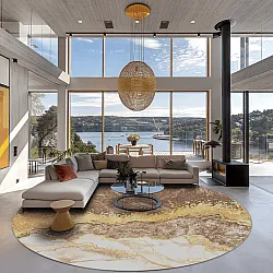 Rond vloerkleed - Padova (bruin/wit/goud)