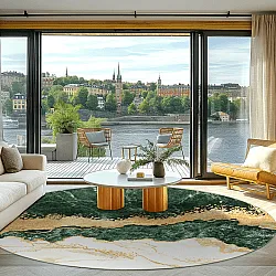 Rond vloerkleed - Padova (groen/wit/goud)