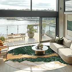 Rond vloerkleed - Padova (groen/wit/goud)