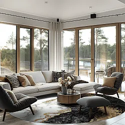 Rond vloerkleed - Padova (zwart/wit/goud)