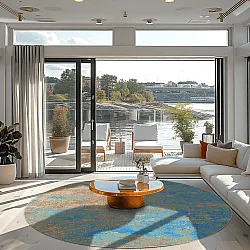 Rond vloerkleed - Pavoa (blauw)