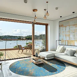 Rond vloerkleed - Pavoa (blauw)