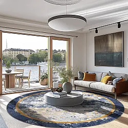 Rond vloerkleed - Peri (blauw/multi)