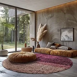 Ronde vloerkleden - Pione Natural Cotton Shaggy (roze)