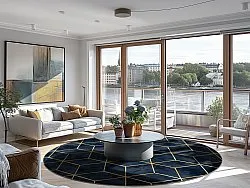 Rond vloerkleed - Remy (donkerblauw)