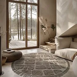 Ronde vloerkleden - Salem Natural Cotton Shaggy (taupe)