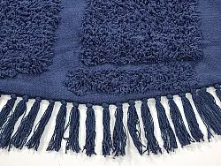 Ronde vloerkleden - Salem Natural Cotton Shaggy (donkerblauw)