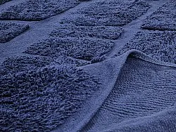 Hoogpolig vloerkleed - Salem Natural Cotton Shaggy (donkerblauw)