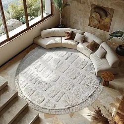 Ronde vloerkleden - Salem Natural Cotton Shaggy (offwhite)