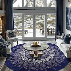 Rond vloerkleed - Sandrigo (blauw/beige)