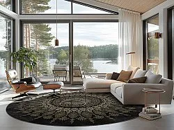 Rond vloerkleed - Sandrigo (zwart/goud)