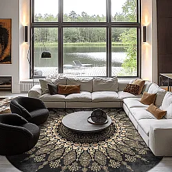 Rond vloerkleed - Sandrigo (zwart/goud)