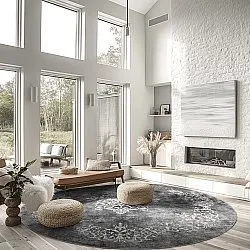 Rond vloerkleed - Santi (donkergrijs/wit)