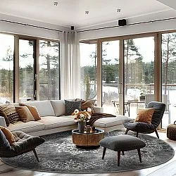 Rond vloerkleed - Santi (donkergrijs/wit)