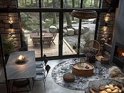 Rond vloerkleed - Santi (blauwachtig grijs/wit)