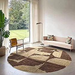 Rond vloerkleed - Siberia Natural Cotton Shaggy (beige/bruin)