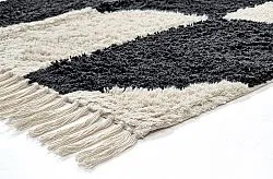 Hoogpolig vloerkleed - Siberia Natural Cotton Shaggy (offwhite/zwart)