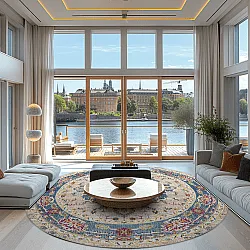 Rond vloerkleed - Siliana (blauw)