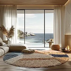 Ronde vloerkleden - Sion Natural Cotton Shaggy (multi)