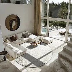 Ronde vloerkleden - Sion Natural Cotton Shaggy (offwhite)