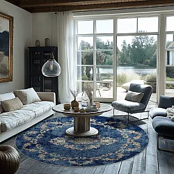 Rond vloerkleed - Taknis (blauw)