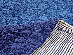 Hoogpolig vloerkleed - Taro Natural Cotton Shaggy (blauw)