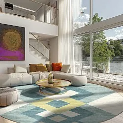 Rond vloerkleed - Temara (blauw/multi)