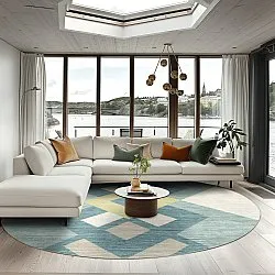 Rond vloerkleed - Temara (blauw/multi)