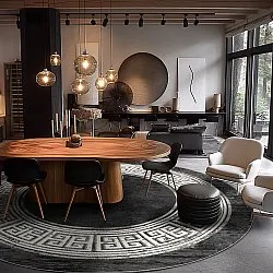 Rond vloerkleed - Tilos (zwart/wit)