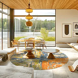 Rond vloerkleed - Tizzano (oranje/multi)