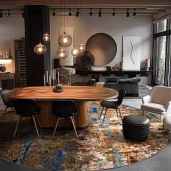 Rond vloerkleed - Trepito (bruin/blauw/multi)