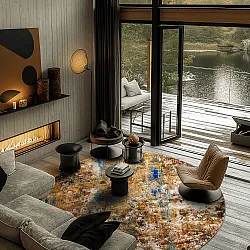 Rond vloerkleed - Trepito (bruin/blauw/multi)