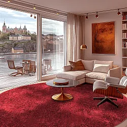 Rond vloerkleed - Valenza (rood)