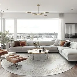 Rond vloerkleed - Valenza (wit/beige)