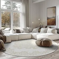 Rond vloerkleed - Valenza (wit/beige)