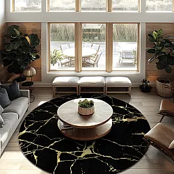 Rond vloerkleed - Vieste (zwart/goud)