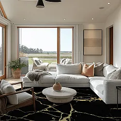 Rond vloerkleed - Vieste (zwart/goud)