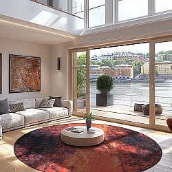 Rond vloerkleed - Wells (oranje)