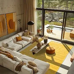 Hoogpolig vloerkleed - Willow Natural Cotton Shaggy (geel)