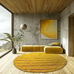 Ronde vloerkleden - Willow Natural Cotton Shaggy (geel)