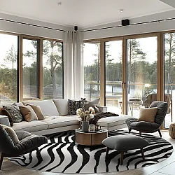 Rond vloerkleed - Zebra (zwart/wit)