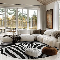 Rond vloerkleed - Zebra (zwart/wit)